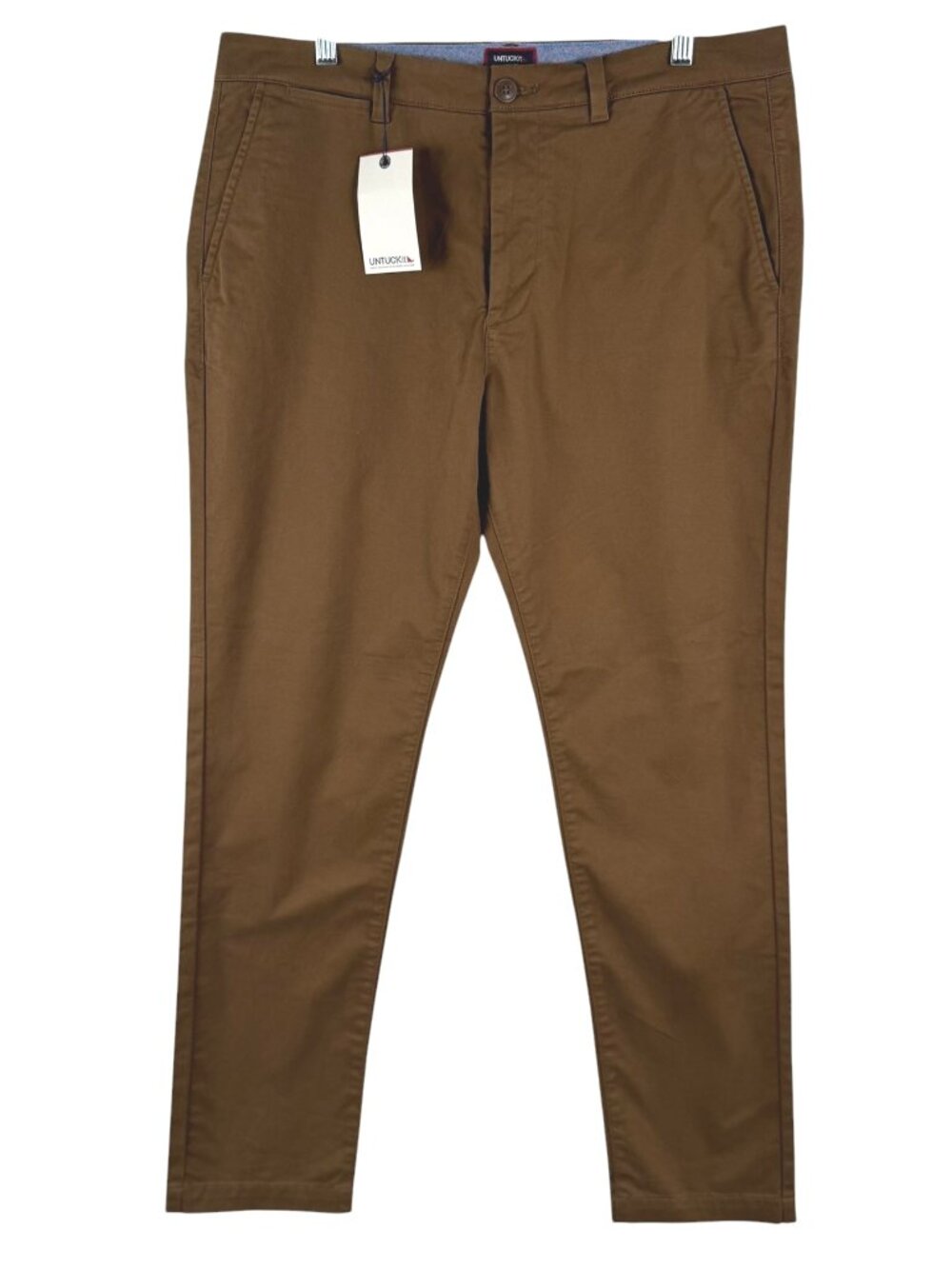 Untuckit Slim Fit Chino Pants Mens 34x32 Brown Cotton Blend NWT PT-2794
